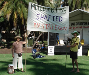 Deb and Robert hold the Mullumbimby banner