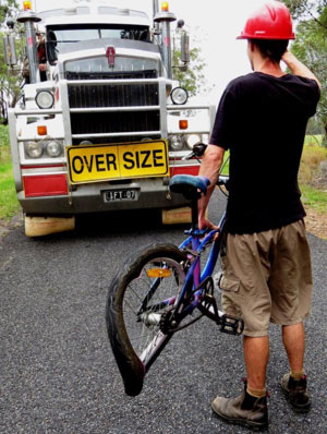 Metgasco Truck Rams Bicycle at Glenugie Protest